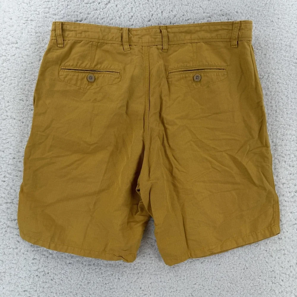 Banana Republic Shorts Mens 34 Yellow Linen Aiden Chino 9 Inseam Casual Summer